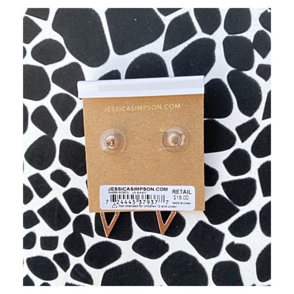 JESSICA SIMPSON ROSE-GOLD PAVE OPEN DROP EARRINGS - Picture 2 of 2